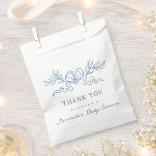 Blauwe Botanische Lint Baby Shower Bedankzakje