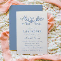 Blauwe Botanische Lint Baby Shower