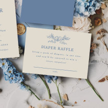 Blauwe Botanische Lint Luierraffle Baby Shower
