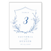 Blauwe, botanische monogram bruiloft kaart (Voorkant)