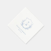 Blauwe, botanische monogram bruiloft servet (Hoek)