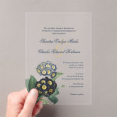  Blauwe Botanische Primrose Acryl Uitnodigingen (Insitu (Draagbaar))