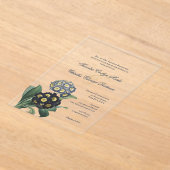  Blauwe Botanische Primrose Acryl Uitnodigingen (Laagn)