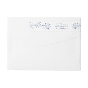 Blauwe Botanische Victoriaans Pre-Addressed Terugk