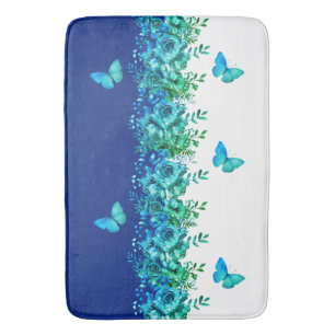 Blauwe Botanische Vlinder Badmat
