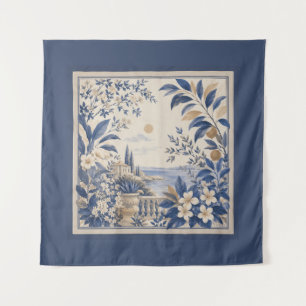 Blauwe Botanische Wandtapijt Wandkleed