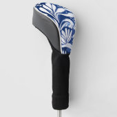 Blauwe Botanische Waterverf Bloemen Golfheadcover (Schuin)