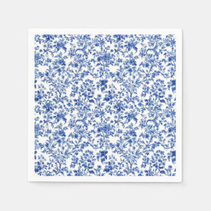 Blauwe Botanische Wijnrank Toile Tuinfeest Papiere Servet