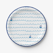 Blauwe boten Waves Summer Party Nautical Ship