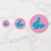 Blauwe boter flens flinterpatroon roze confetti (Achterkanten)