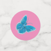 Blauwe boter flens flinterpatroon roze confetti (Kleine voorkant)