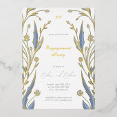 blauwe boterbloem folie uitnodiging (Voorkant)