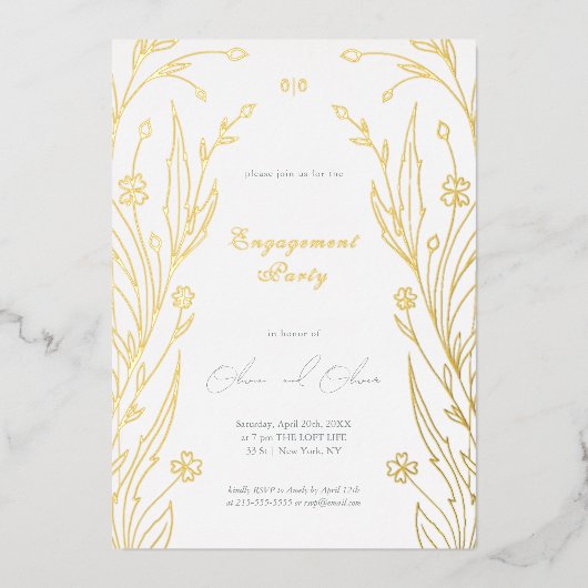 blauwe boterbloem folie uitnodiging (Voorkant)