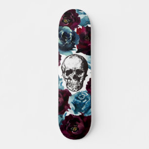Blauwe Bourgogne Bloemen Schedel Meisjesachtig Ran Skateboard