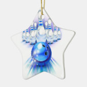 Blauwe bowling keramisch ornament (Links)