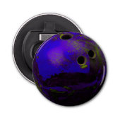Blauwe bowlingbal Pas het flesopener aan Button Flesopener (Voorkant)