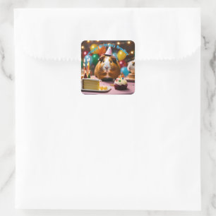 Blauwe Bradley Naam Met Verjaardag Cavia's, Vierkante Sticker