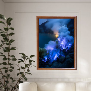 Blauwe brand poster