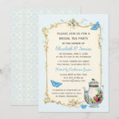 Blauwe  Bridal Tea Party Kaart (Voorkant / Achterkant)