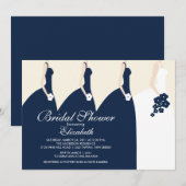 Blauwe bridesmaids Bridal Shower Uitnodiging (Voorkant / Achterkant)