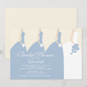 Blauwe bridesmaids Bridal Shower Uitnodiging (Voorkant / Achterkant)