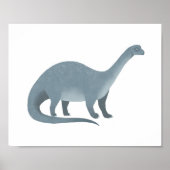 Blauwe Brontosaurus Dinosaur Muur Kunst Poster (Voorkant)