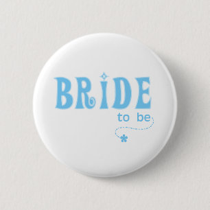 Blauwe bruid om te worden ronde button 5,7 cm