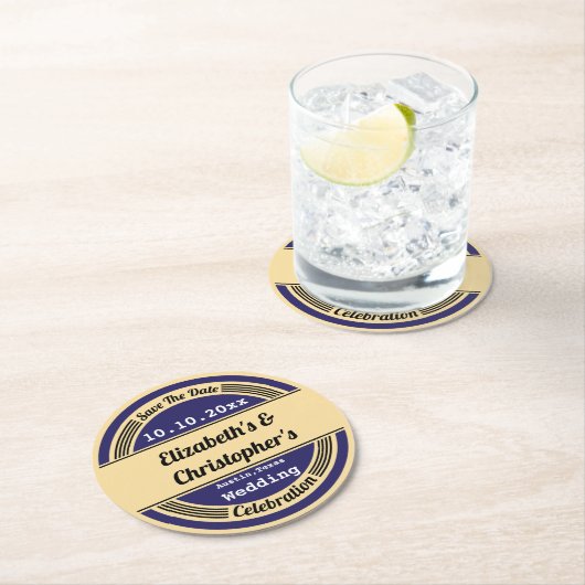 blauwe bruiloft bespaart het Onderzetter Datum (Insitu)