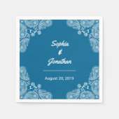 Blauwe bruiloft I Hand getekend Paisley bruiloft s Servetten (Voorkant)