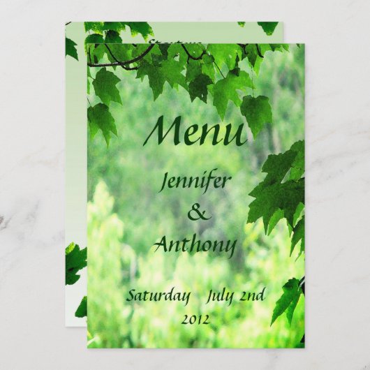 Blauwe bruiloft Menu (Voorkant / Achterkant)