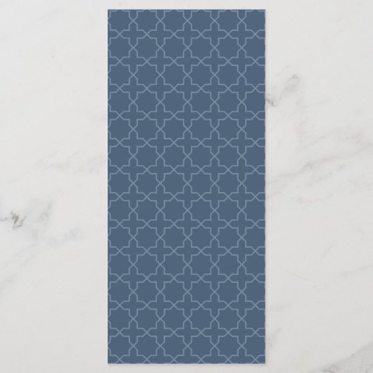 Blauwe bruiloft met Latticework Patroon Menu (Achterkant)