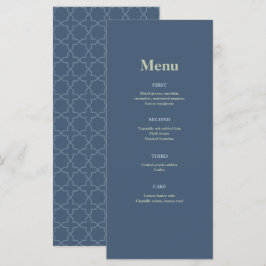 Blauwe bruiloft met Latticework Patroon Menu