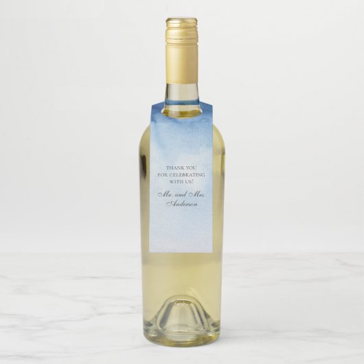 Blauwe bruiloft. Waterverf marine dank u Flessenhanger (Op fles)