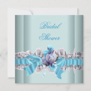 Blauwe Bruiloftsspullen Witte Kanten Garter Kaart