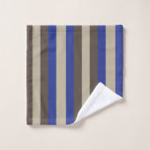 Blauwe bruin beige Verticale streep Bad Handdoek (Wasdoekje)