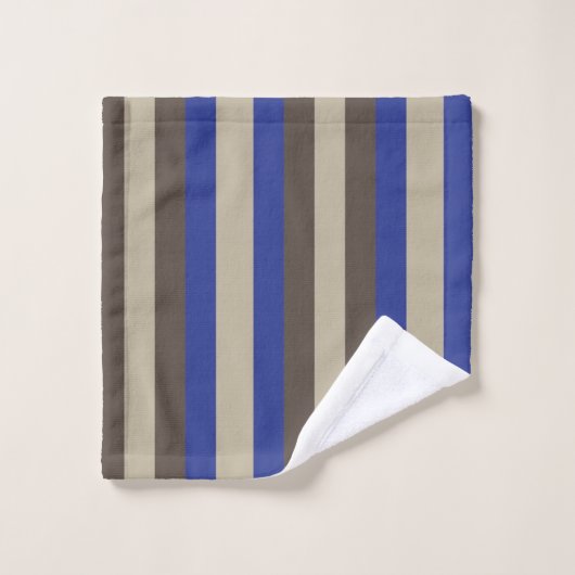 Blauwe bruin beige Verticale streep Bad Handdoek (Wasdoekje)