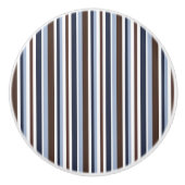 Blauwe bruin en witte stripes keramische knop (Voorkant)