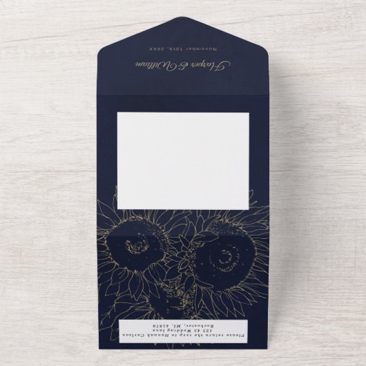 Blauwe bruinbruinbruinbruinbruinkomstenvelop voor  all in one uitnodiging (Buitenkant)