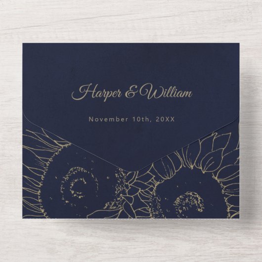 Blauwe bruinbruinbruinbruinbruinkomstenvelop voor  all in one uitnodiging (Achterkant)