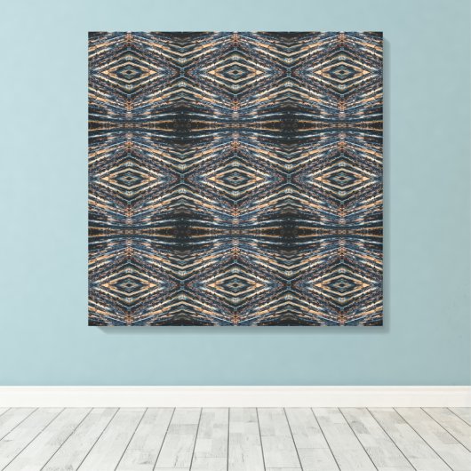 Blauwe & Bruine Houten Balken Foto Perspectief Pat Canvas Afdruk (Insitu (Houten vloer))