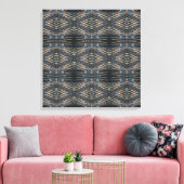 Blauwe & Bruine Houten Balken Foto Perspectief Pat Canvas Afdruk (Insitu (Woonkamer))