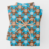  blauwe bruine Teddy Bear Tesselation WP3 Inpakpapier Vel (In situ)