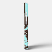 Blauwe, bruine, witte stripper Damask iPad-luchtta Case-Mate iPhone Case (Achterkant / Links)