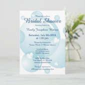 Blauwe bruinkoolborstels doucheuitnodigingen kaart (Staand voorkant)