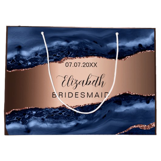 Blauwe bruinkoperen bruin groot cadeauzakje (Achterkant)