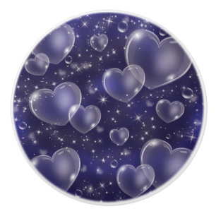 Blauwe Bubbel Hartjes Schattig Meisjesachtig Keramische Knop
