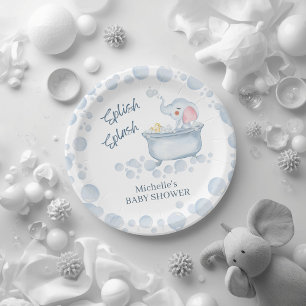 Blauwe Bubbelbad Dieren Baby Shower Papieren Bordje