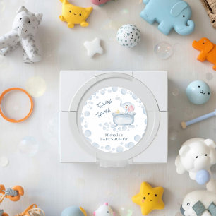 Blauwe Bubbelbad Dieren Baby Shower Ronde Sticker