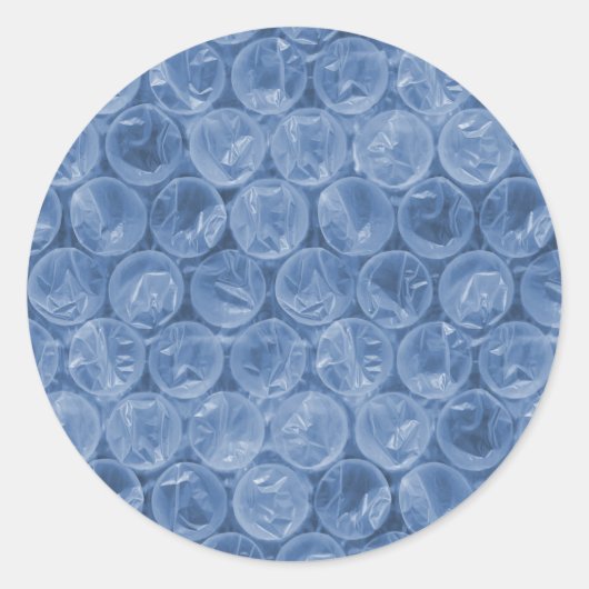 Blauwe bubbelomhulsel ronde sticker (Voorkant)