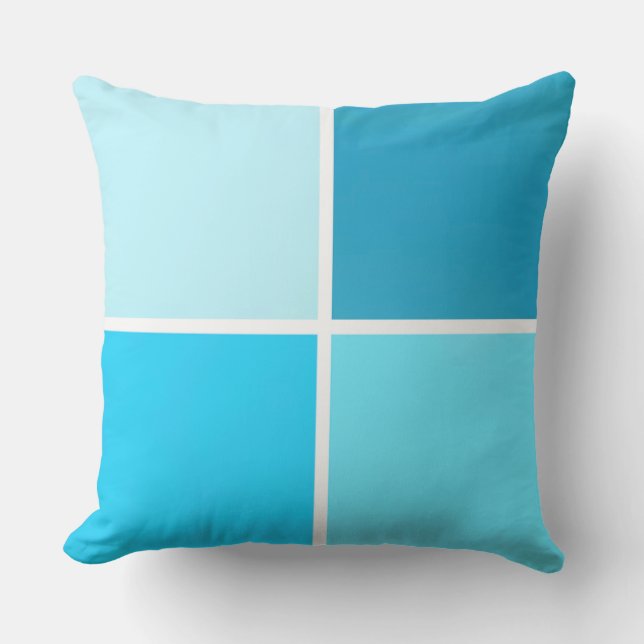 Blauwe bubbelpleinen buitenkussen (Voorkant)